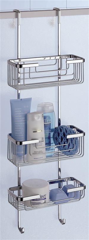 ORIGINS LIVING GEDY CHROME BATHROOM 3 TIER HANGING SHOWER RACK/CADDY, 5684-13